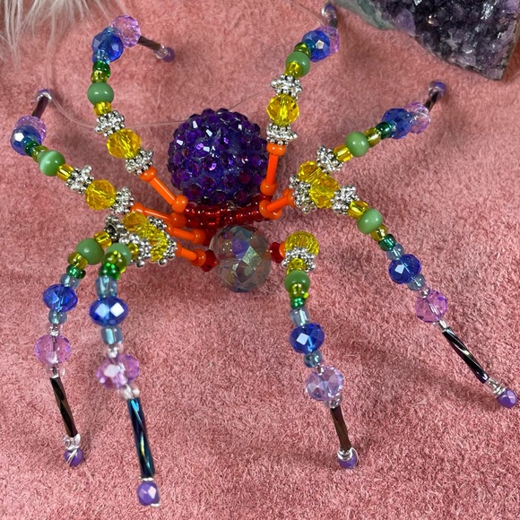 Colorful Rainbow Glass Crystal Spider Ornament Suncatcher - Picture 15 of 17